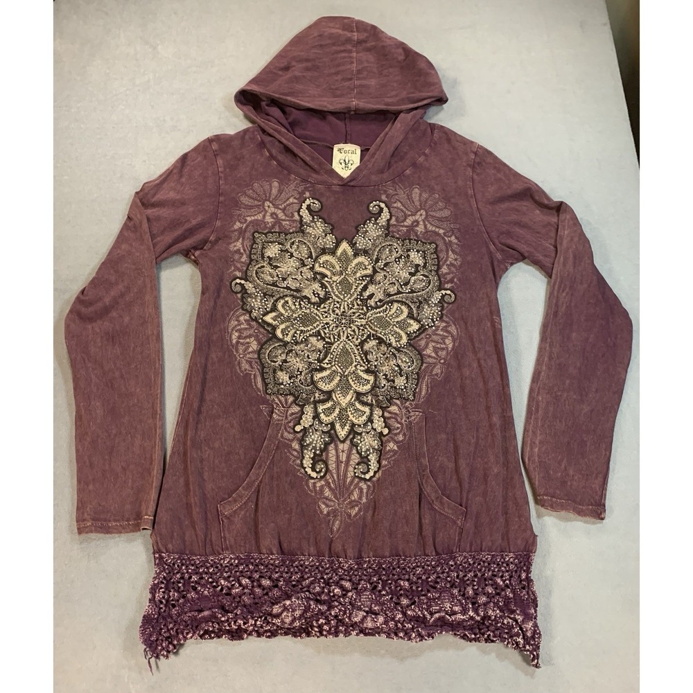 Vocal - Made in L.A. Size M Purple Rhinestone Embellished Ribbed Knit Sweater